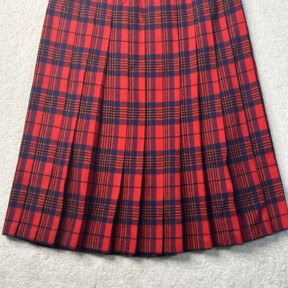 VTG Pendleton Skirt Women's 8 Red Leslie Tartan 100% Virgin Wool Pleated - Picture 8 of 12